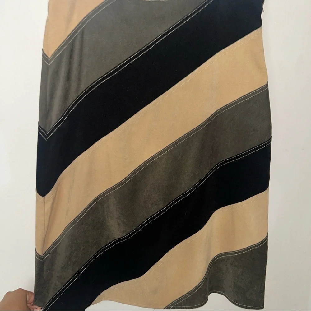 Zinc Tan and Black Asymmetrical Pencil Skirt